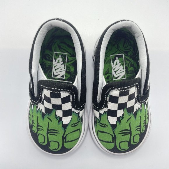 Vans Marvel Incredible Hulk Collab Checkerboard Slip-On Shoes Toddler  Size 2.5 - Picture 2 of 7